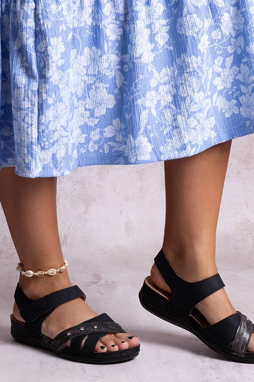 Melnas Nural platformas sandales