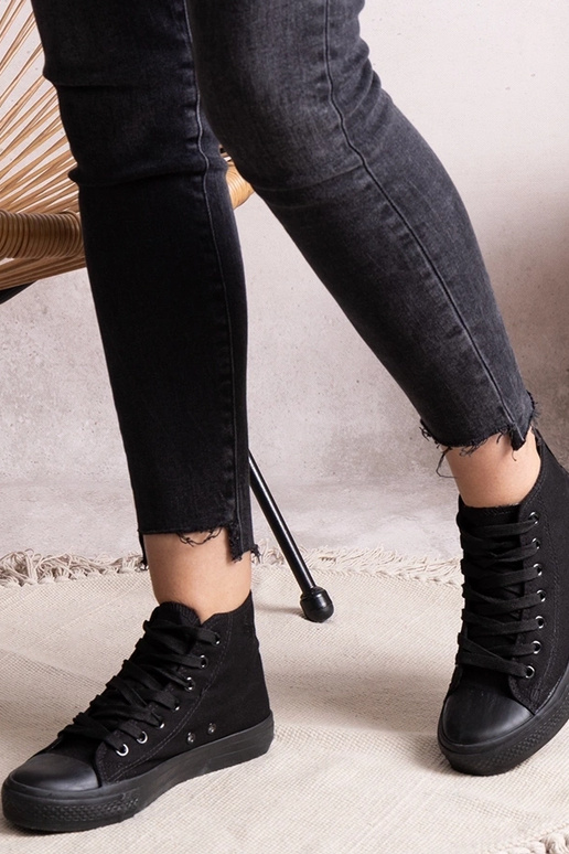 Melnas Rafife augstas augšdaļas kedas