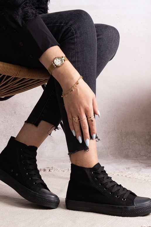 Melnas Rafife augstas augšdaļas kedas