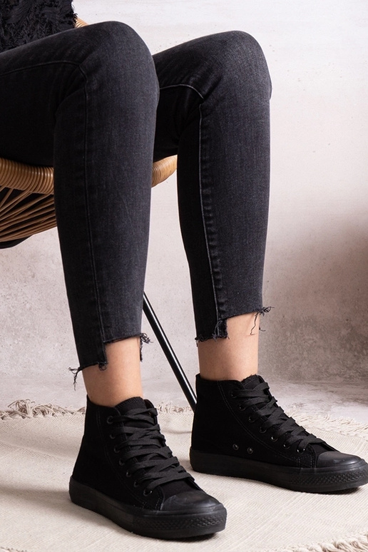 Melnas Rafife augstas augšdaļas kedas