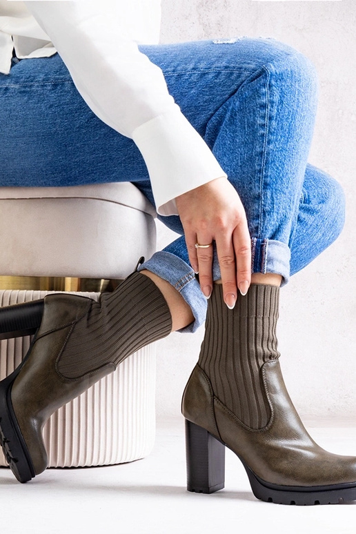 Zaļi puszābaki ar bloka papēdi no eko...