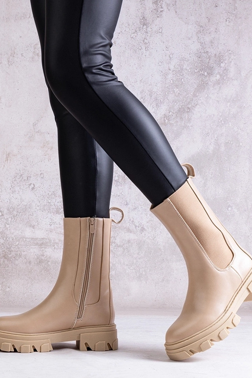 Bēši augstie zābaki no eko-ādas Manera