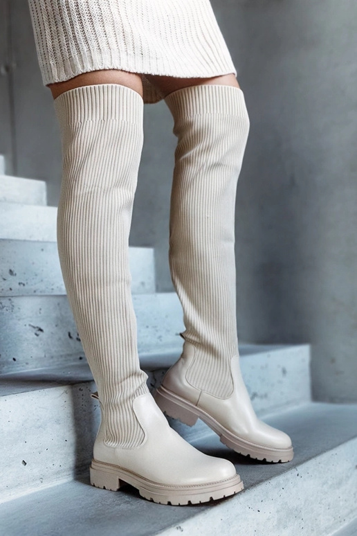 Bežīgas garās zābaki ar elastīgu...