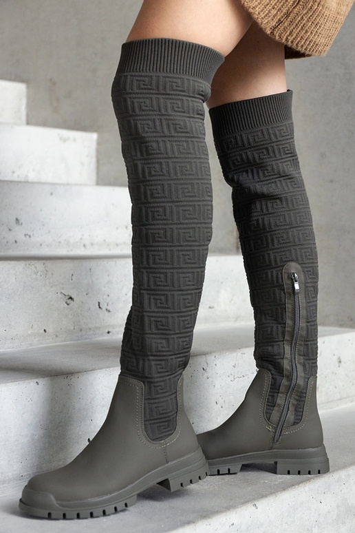 Zaļi Scarlett matēta auduma zābaki