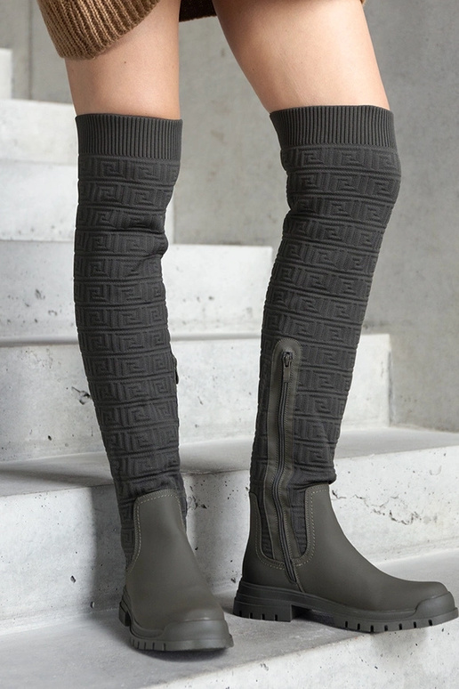 Zaļi Scarlett matēta auduma zābaki