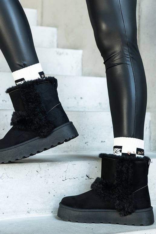 Melni eko-zamšādas sniega zābaki uz...