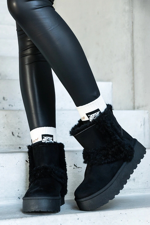 Melni eko-zamšādas sniega zābaki uz...