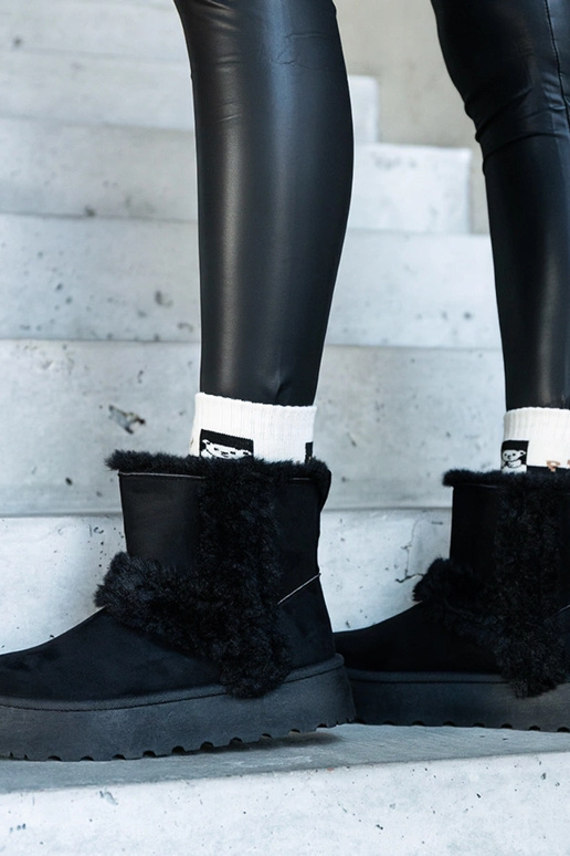 Melni eko-zamšādas sniega zābaki uz...