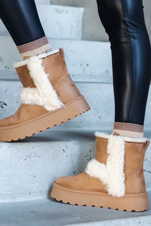 Tumši bēši eko-zamšādas sniega zābaki...