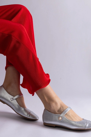 Sudraba lakotas purngalu balerīnas ar velcro aizdari Jaures