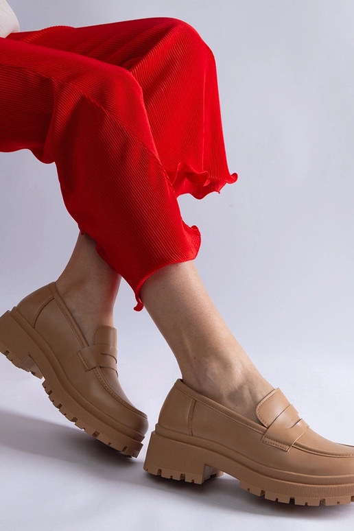 Tumši bēši mokasīni no eko-ādas Fiorenza