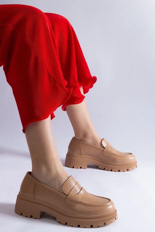 Tumši bēši mokasīni no eko-ādas Fiorenza