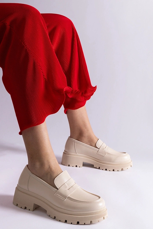 Bēši mokasīni no eko-ādas Fiorenza