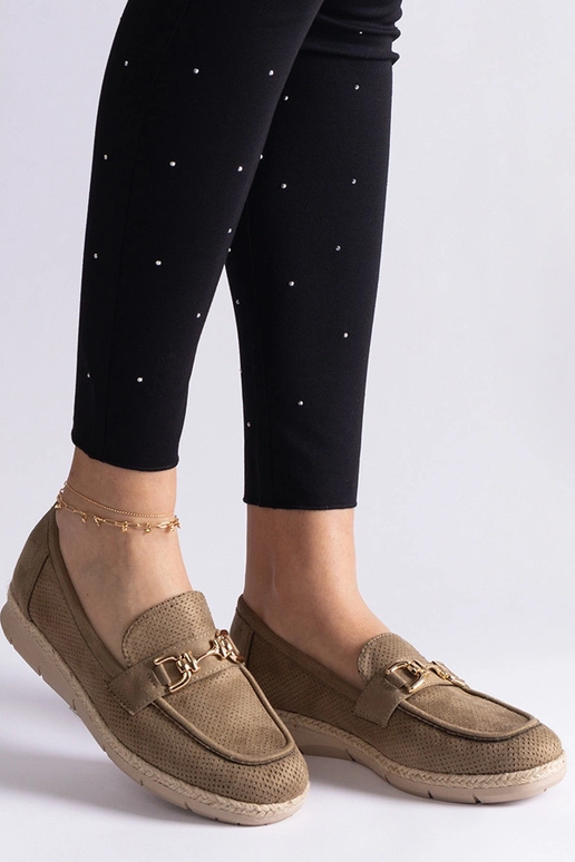 Zaļi sieviešu mokasīni no mākslīgā...