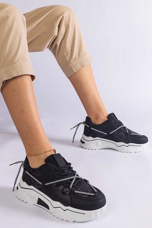 Melnas sieviešu kedas ar mirdzošu Agaru