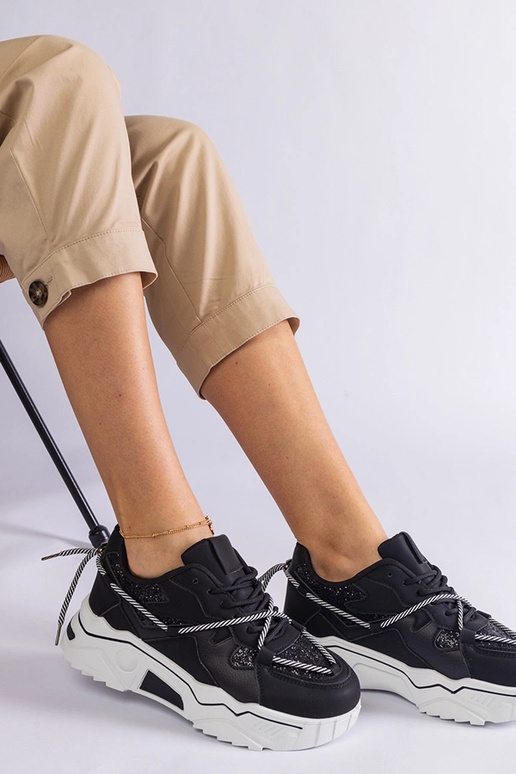 Melnas sieviešu kedas ar mirdzošu Agaru