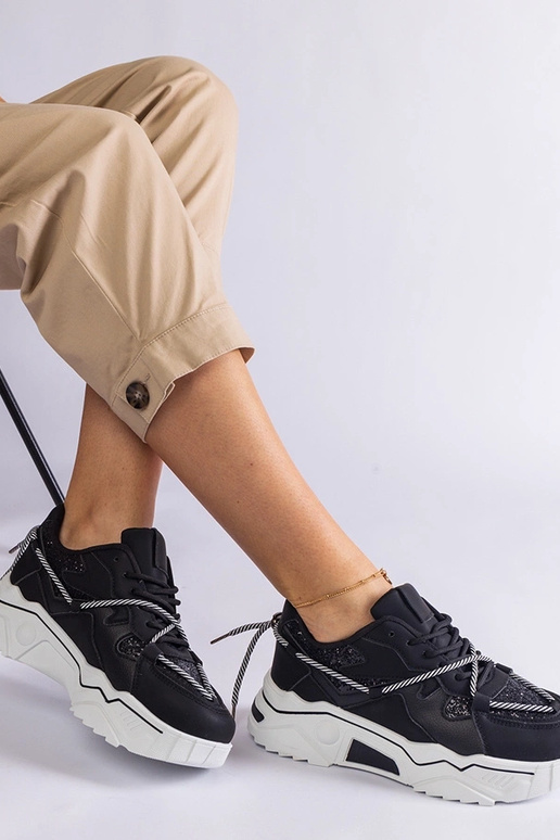 Melnas sieviešu kedas ar mirdzošu Agaru