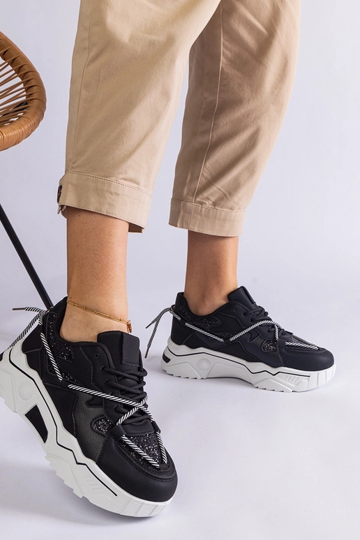 Melnas sieviešu kedas ar mirdzošu Agaru