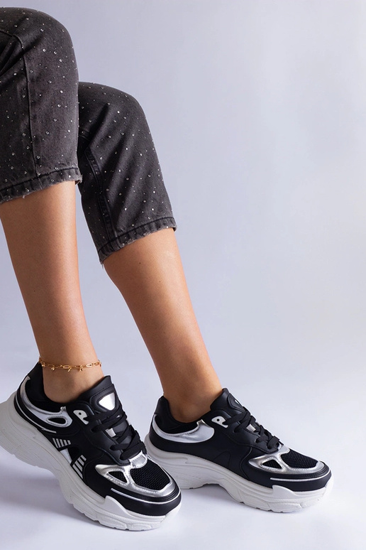 Melnas sieviešu kedas ar sudraba...