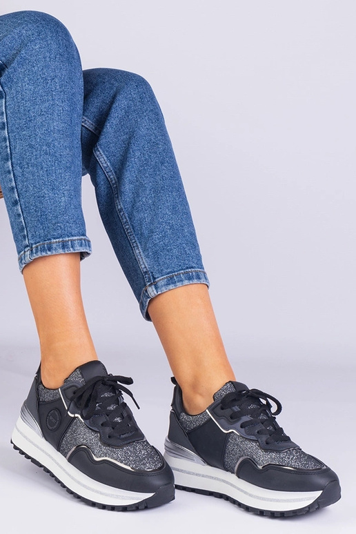 Melnas sieviešu kedas rotātas ar...