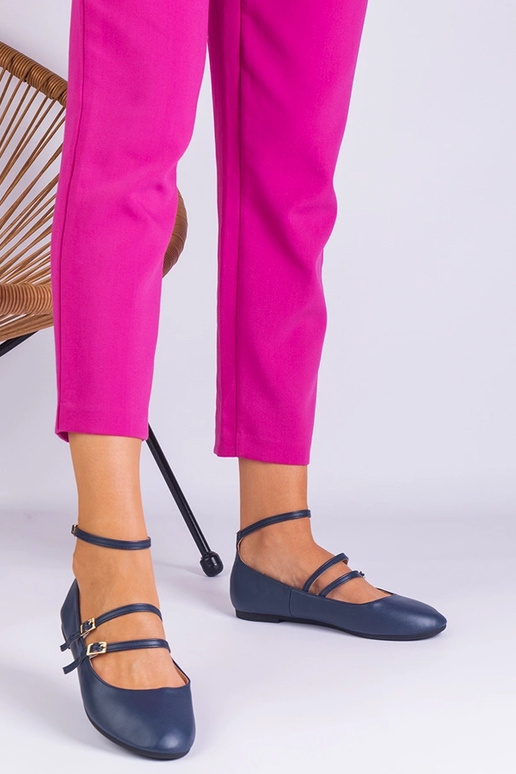 Tumši zilas eko-ādas baleta bikses ar...