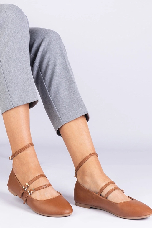Brūnas ādas imitācijas balerīnas ar...