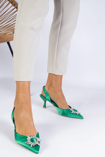 Zaļas satīna pumpas ar... 2