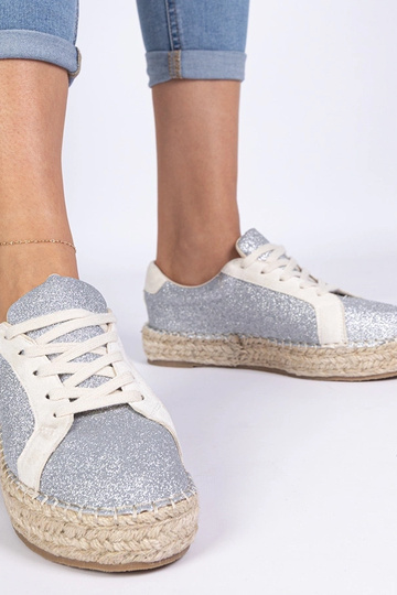 Sudraba sieviešu espadrilles ar spīdumu Taredo