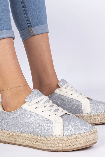 Sudraba sieviešu espadrilles ar spīdumu Taredo 2