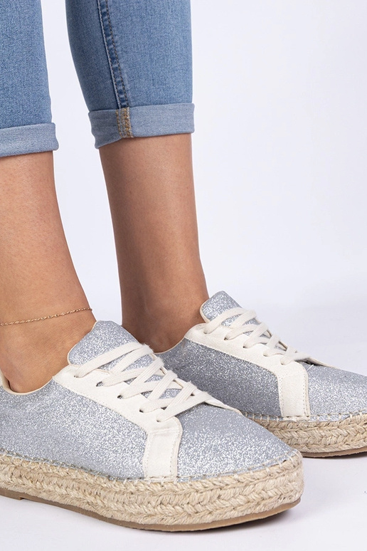 Sudraba sieviešu espadrilles ar...