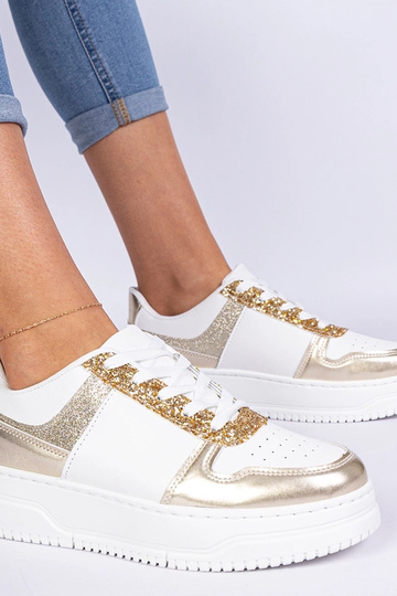 Zelta sieviešu sneakers ar biezu zoli 2