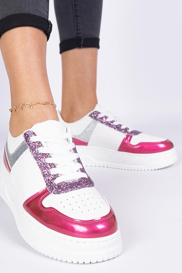 Rozā sieviešu sneakers ar biezu zoli