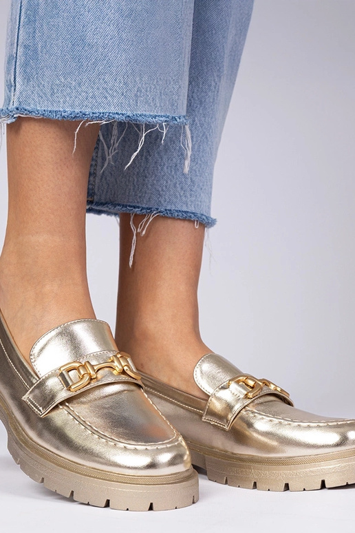 Zelta eleganti mokasīni no mākslīgās...