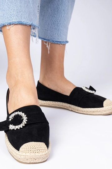 Melnie espadrilles ar cirstiem akmeņiem Maruta