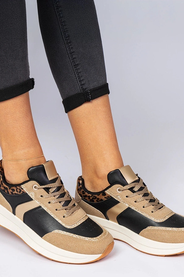 Markuta melni sieviešu sneakersi ar mirdzumu un dzīvnieku rakstu 2