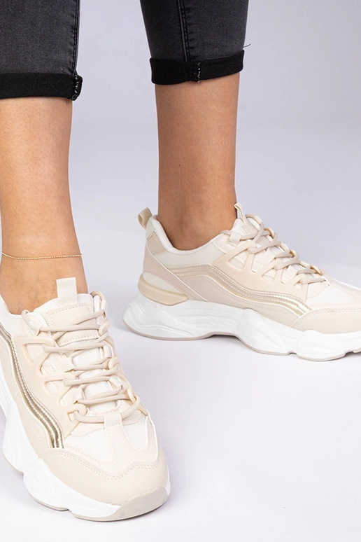 Bēši sieviešu sneakers ar zelta... Bēši sieviešu sneakers ar zelta...