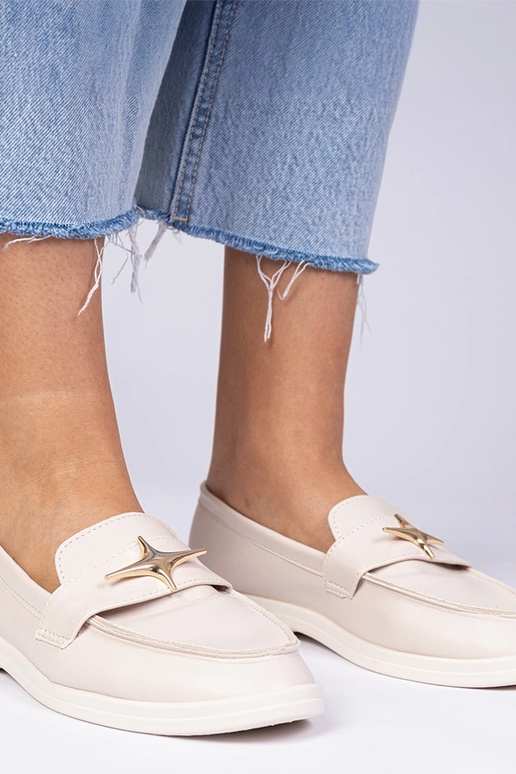 Gaiši brūnas sieviešu mokasīnas ar...