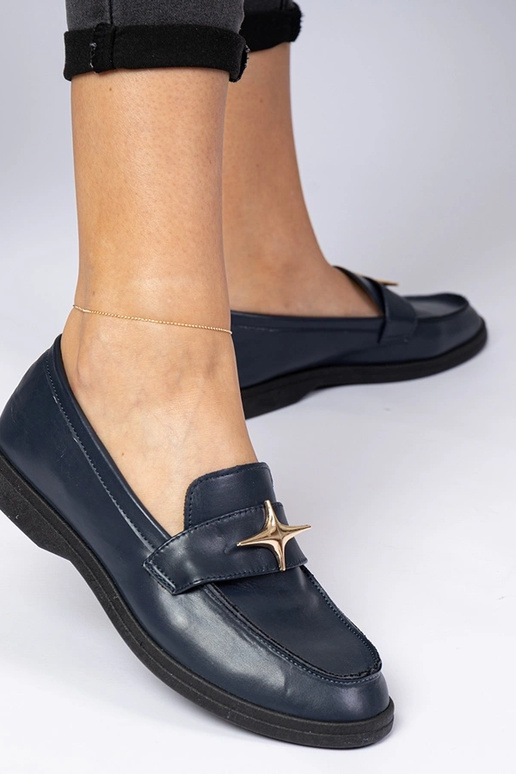 Tumši zilas sieviešu mokasīnas ar...