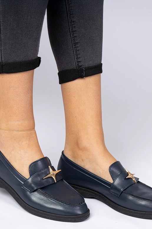 Tumši zilas sieviešu mokasīnas ar...