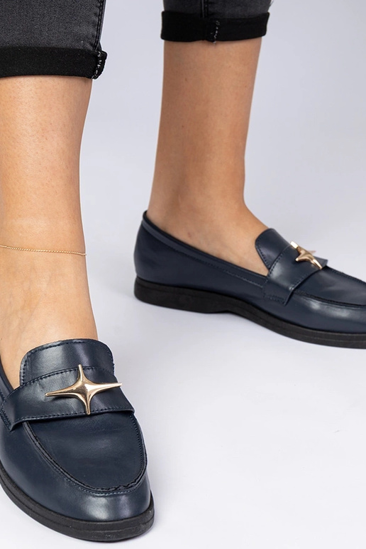 Tumši zilas sieviešu mokasīnas ar...