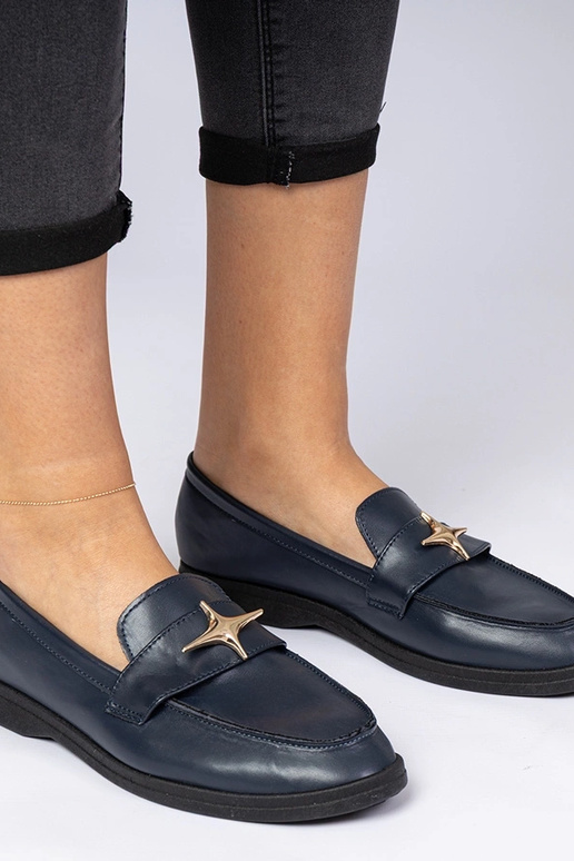 Tumši zilas sieviešu mokasīnas ar...