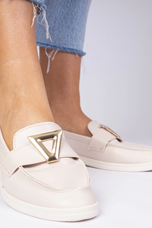 Gaiši brūnas sieviešu mokasīnas ar...