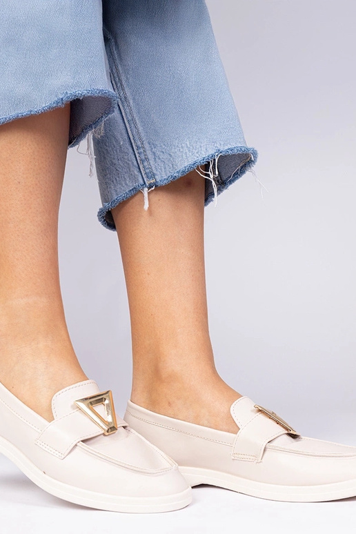 Gaiši brūnas sieviešu mokasīnas ar...