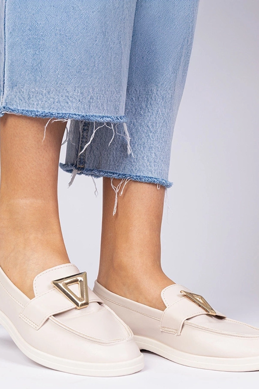 Gaiši brūnas sieviešu mokasīnas ar...