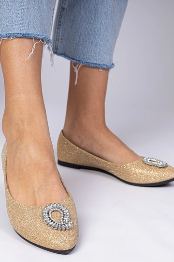 Zelta sieviešu balerīnas ar... 2