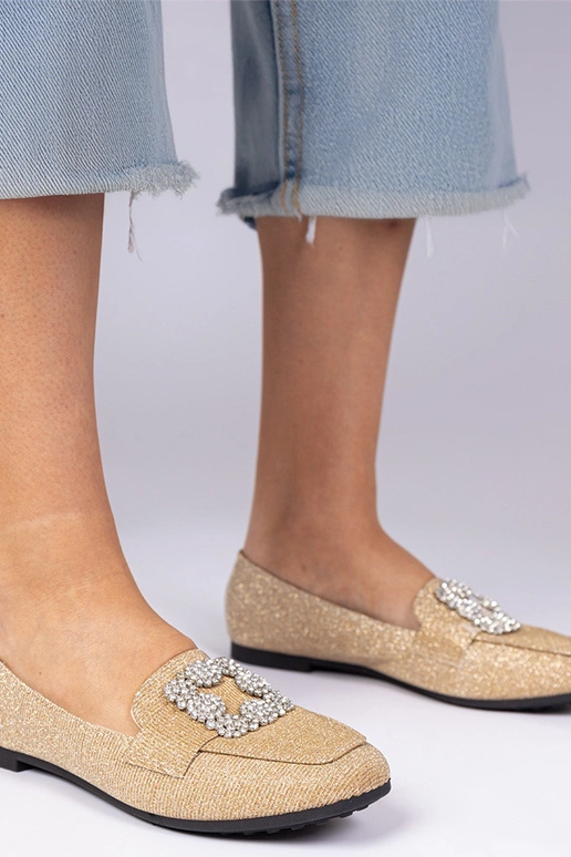 Zelta mirdzošas mokasīnas ar...