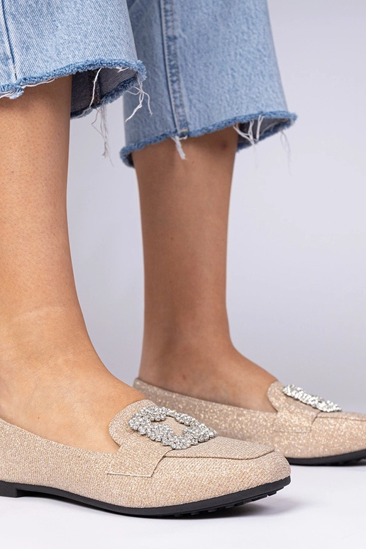 Šampanieša mirdzošas mokasīnas ar...