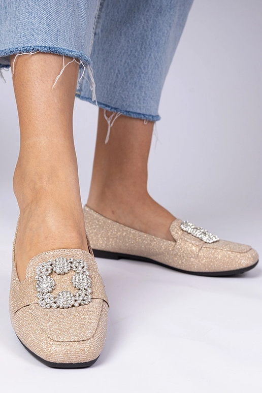 Šampanieša mirdzošas mokasīnas ar...
