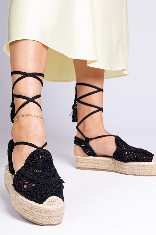 Melni pinumi espadrilu tipa sieviešu...