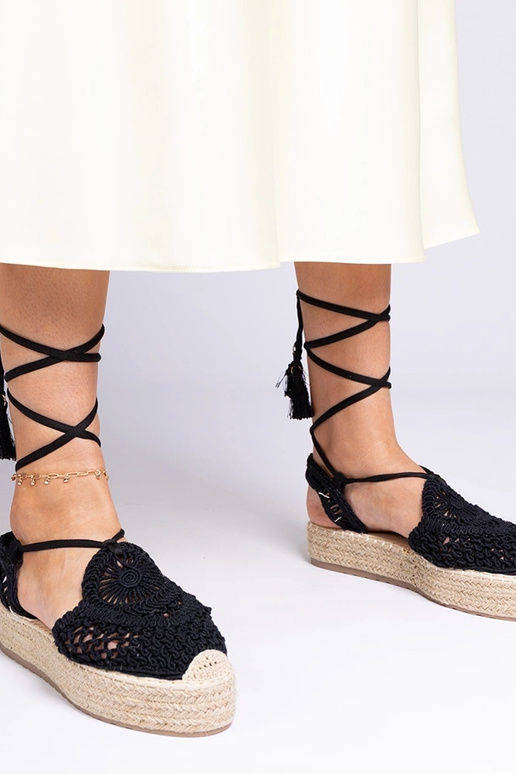Melni pinumi espadrilu tipa sieviešu...